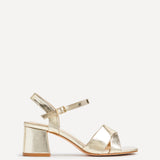 Vivian Wide Fit Gold Block Heel Sandals