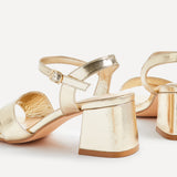 Vivian Wide Fit Gold Block Heel Sandals