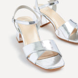 Vivian Wide Fit Silver Block Heel Sandals