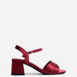 Vivian Wide Fit Burgundy Block Heel Sandals
