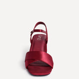 Vivian Wide Fit Burgundy Block Heel Sandals