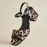 Vivian Wide Fit Leopard Block Heel Sandals