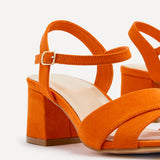 Vivian Wide Fit Orange Block Heel Sandals