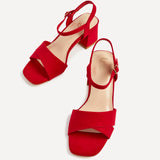 Vivian Wide Fit Red Block Heel Sandals