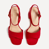 Vivian Wide Fit Red Block Heel Sandals