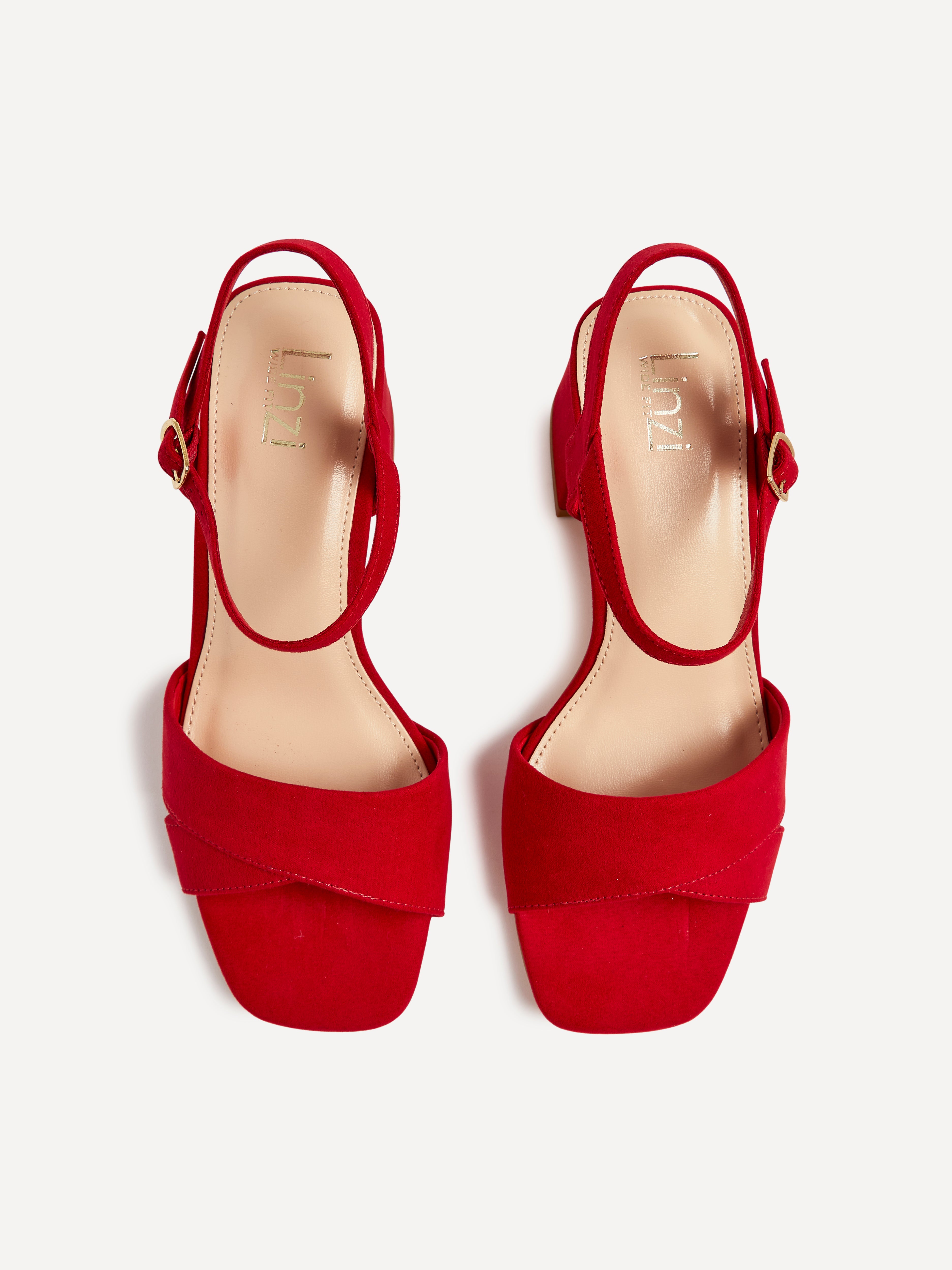 Low Heel Red Heels Wide Fit Wide Fit Red Faux Suede Block Heeled