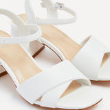 Vivian Wide Fit White Block Heel Sandals