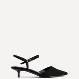 Vogue Black Faux Suede Kitten Court Heels