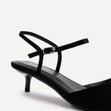 Vogue Black Faux Suede Kitten Court Heels