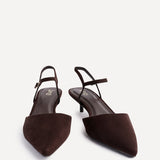 Vogue Brown Faux Suede Kitten Court Heels