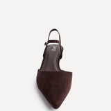 Vogue Brown Faux Suede Kitten Court Heels