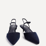 Vogue Navy Faux Suede Kitten Court Heels