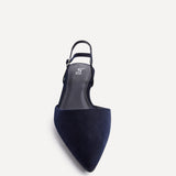 Vogue Navy Faux Suede Kitten Court Heels