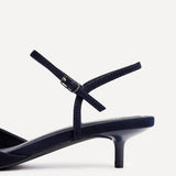 Vogue Navy Faux Suede Kitten Court Heels