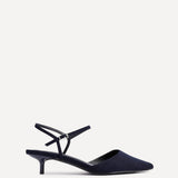 Vogue Navy Faux Suede Kitten Court Heels