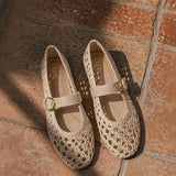 Verona Beige Handwoven Mary Jane Pumps