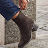 Wander Brown Faux Suede Heeled Ankle Boots