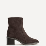 Wander Brown Faux Suede Heeled Ankle Boots