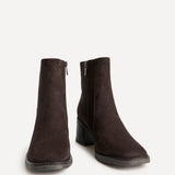 Wander Brown Faux Suede Heeled Ankle Boots