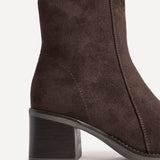 Wander Brown Faux Suede Heeled Ankle Boots