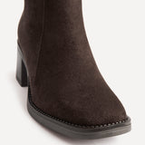 Wander Brown Faux Suede Heeled Ankle Boots