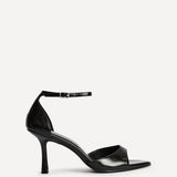 Wanted Black Faux Leather Pointed Toe Heels