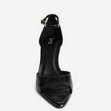 Wanted Black Faux Leather Pointed Toe Heels