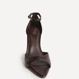 Wanted Brown Faux Leather Pointed Toe Heels