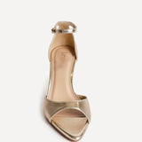 Wanted Gold Faux Leather Pointed Toe Heels