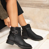Watson Black Buckle Ankle Boots