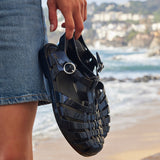 Wave Black Jelly Flat Sandals