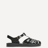 Wave Black Jelly Flat Sandals