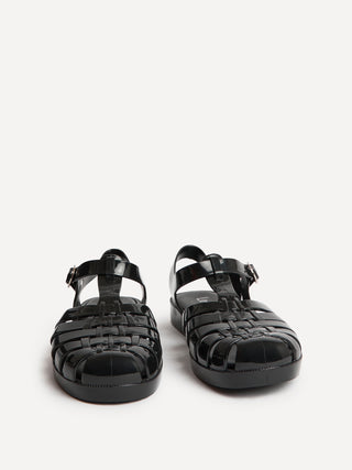 Wave Black Jelly Flat Sandals