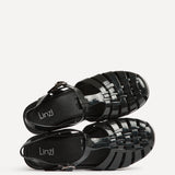 Wave Black Jelly Flat Sandals