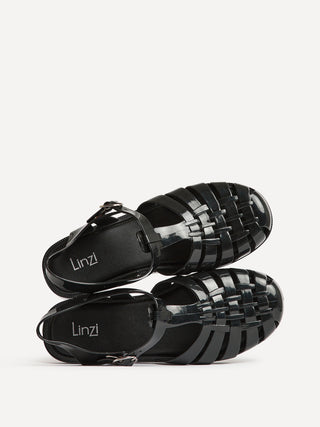 Wave Black Jelly Flat Sandals