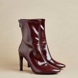 West Burgundy Pointed Heeled Ankle Boots