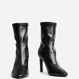 West Black Pointed Heeled Ankle Boots