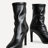 West Black Pointed Heeled Ankle Boots