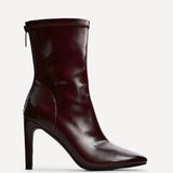 West Burgundy Pointed Heeled Ankle Boots