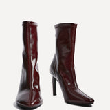 West Burgundy Pointed Heeled Ankle Boots