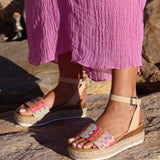 Sahara Wide Fit Multi Coloured Flatform Sandals