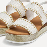 Willow White & Gold Crochet Flatform Sandals
