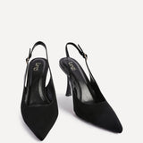 Wink Black Faux Suede Two Tone Court Heels