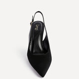 Wink Black Faux Suede Two Tone Court Heels