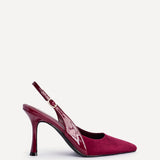 Wink Burgundy Faux Suede Two Tone Court Heels