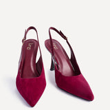 Wink Burgundy Faux Suede Two Tone Court Heels