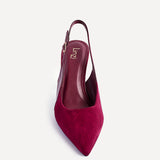 Wink Burgundy Faux Suede Two Tone Court Heels