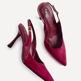 Wink Burgundy Faux Suede Two Tone Court Heels