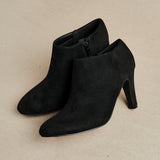 Wise Black Low-Cut Heeled Boots