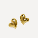 Wish Gold Wave Heart Stud Earrings